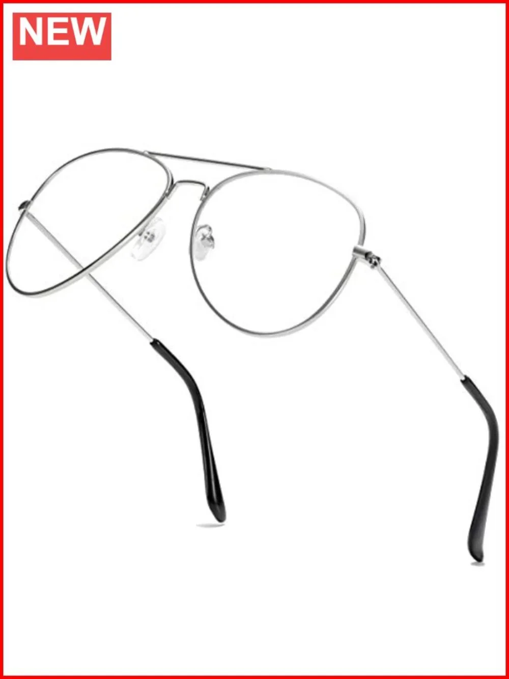 Classic Aviator Eyeglasses with Metal Frame, Clear Lens for Fashion or Outdoor